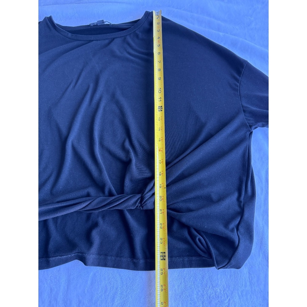 AllSaints Wilma Darc LS Tee L Black Long Sleeve Twist Front Oversized Minimalist - Picture 5 of 14
